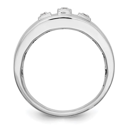 14K White Gold Real Diamond Men's Band