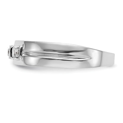 14K White Gold Real Diamond Men's Band