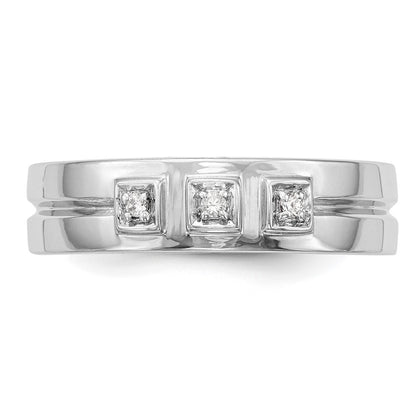 14K White Gold Real Diamond Men's Band