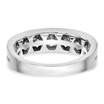 14K White Gold Real Diamond Men's Band