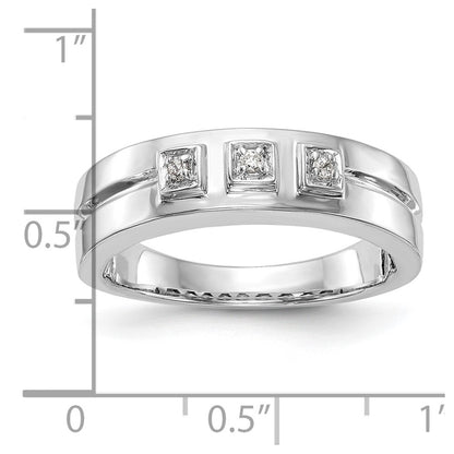 14K White Gold Real Diamond Men's Band