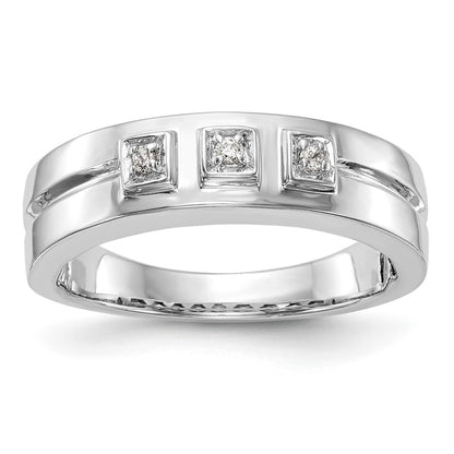 14K White Gold Real Diamond Men's Band
