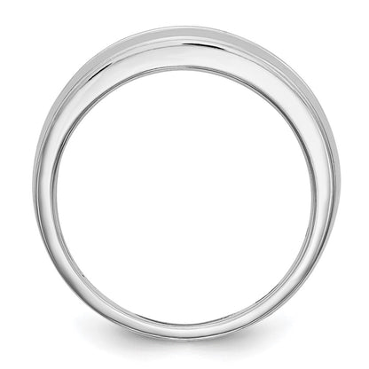 14K White Gold Real Diamond Men's Band