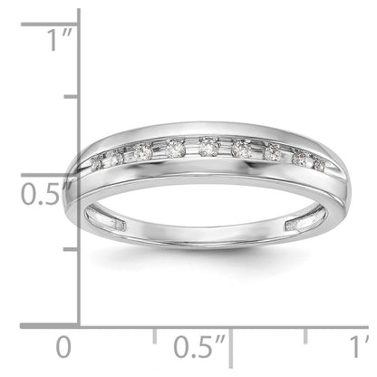 14K White Gold Real Diamond Men's Band