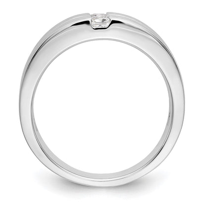 14K White Gold Real Diamond Men's Band