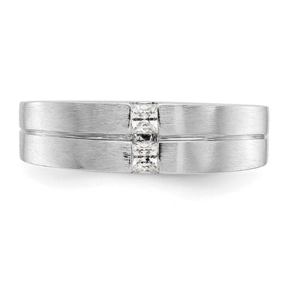 14K White Gold Real Diamond Men's Band