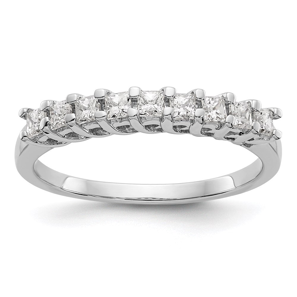 14k white gold 9 stone real diamond band y7065aa