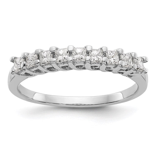 14k white gold 9 stone real diamond band y7065aa