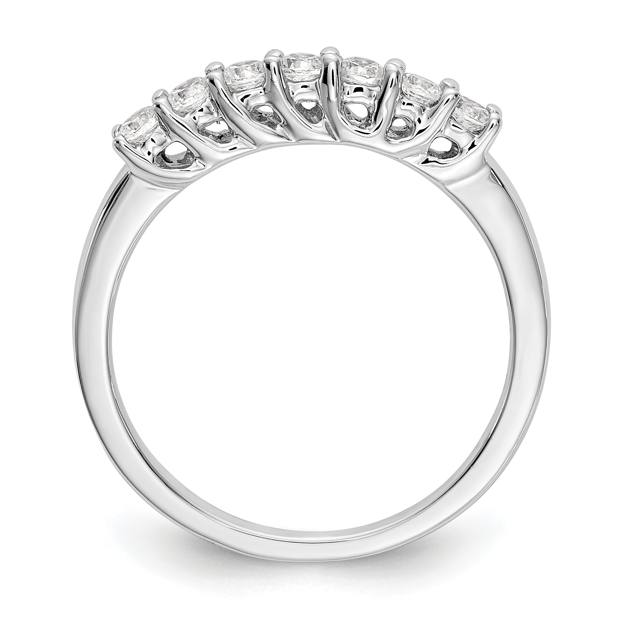 0.35ct. CZ Solid Real 14K White Gold 7-Stone Wedding Band Ring