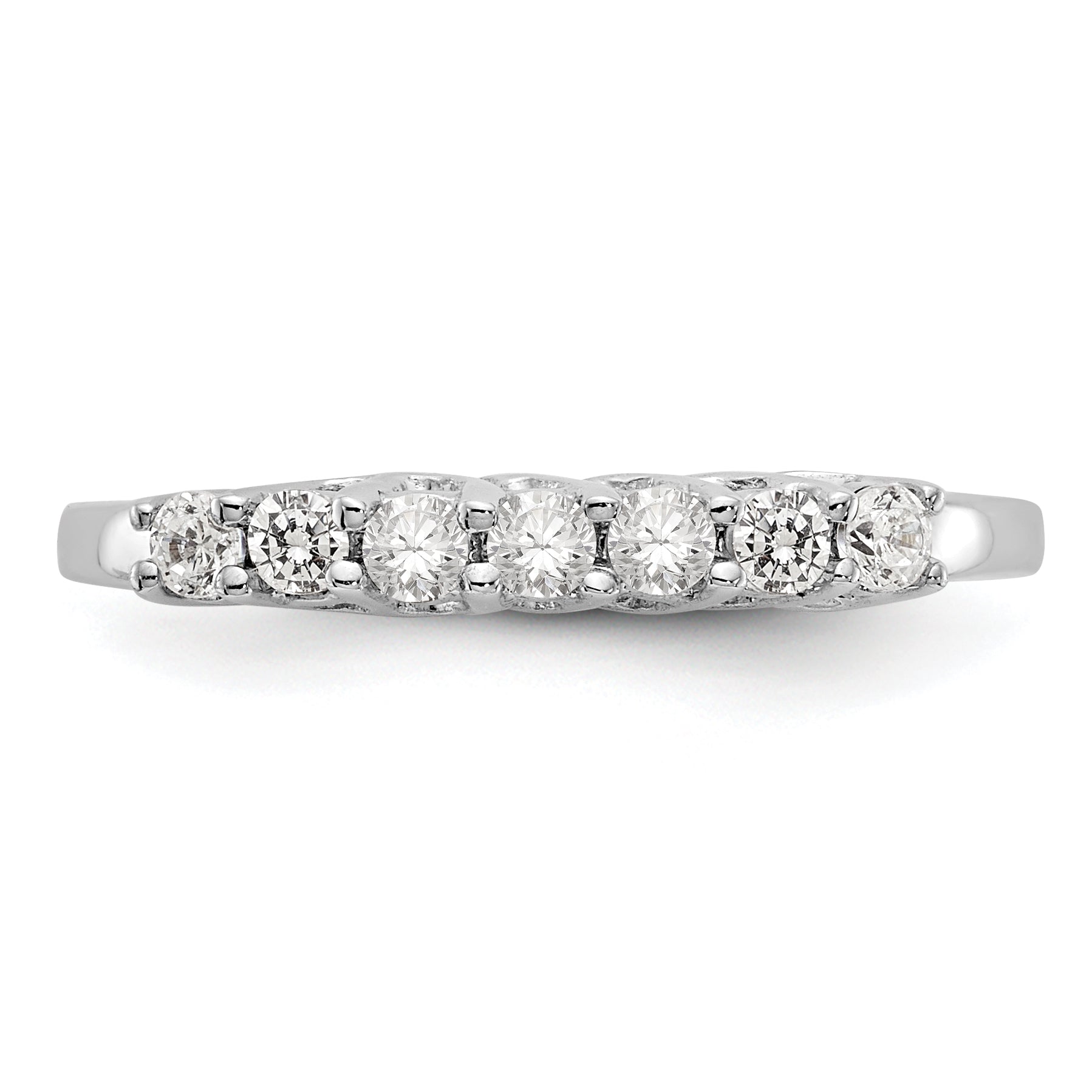 0.35ct. CZ Solid Real 14K White Gold 7-Stone Wedding Band Ring