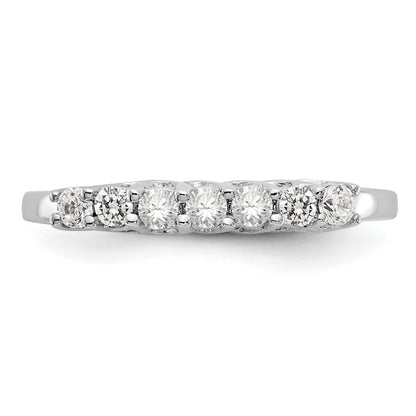 0.35ct. CZ Solid Real 14K White Gold 7-Stone Wedding Band Ring