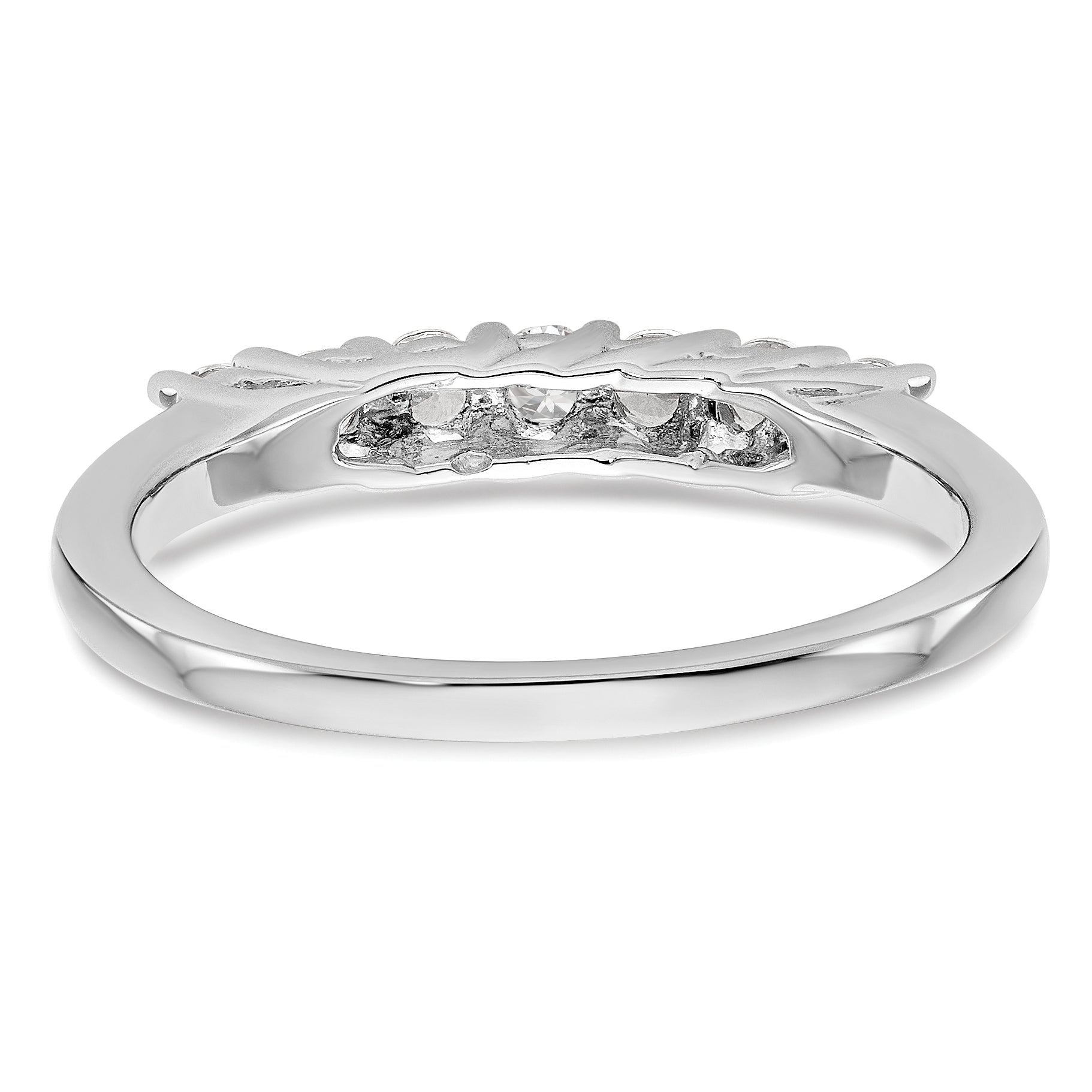 0.35ct. CZ Solid Real 14K White Gold 7-Stone Wedding Band Ring