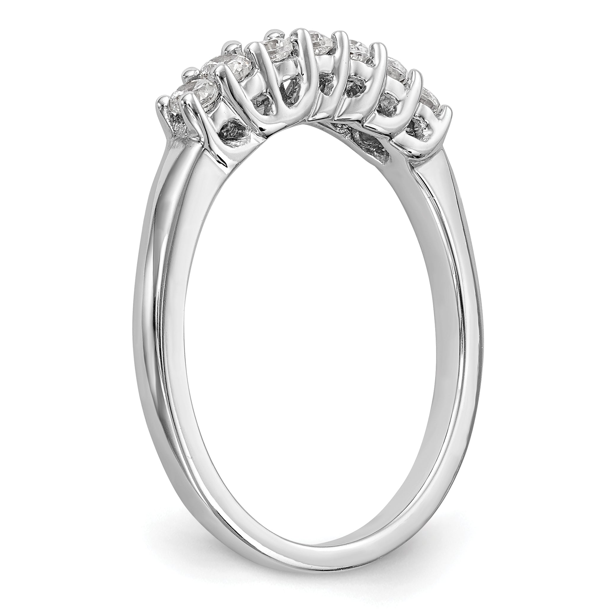 0.35ct. CZ Solid Real 14K White Gold 7-Stone Wedding Band Ring