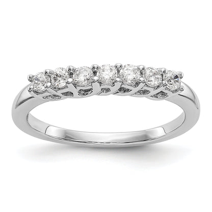 0.35ct. CZ Solid Real 14K White Gold 7-Stone Wedding Band Ring