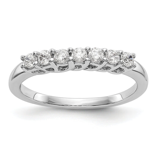 0.35ct. CZ Solid Real 14K White Gold 7-Stone Wedding Band Ring
