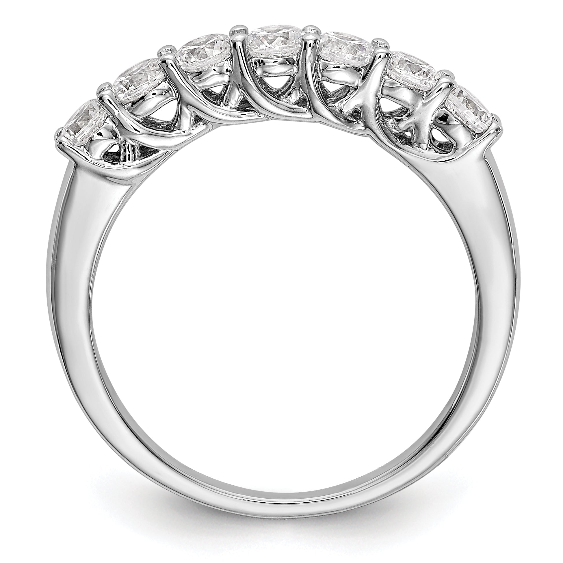 0.83ct. CZ Solid Real 14K White Gold 7-Stone Wedding Band Ring