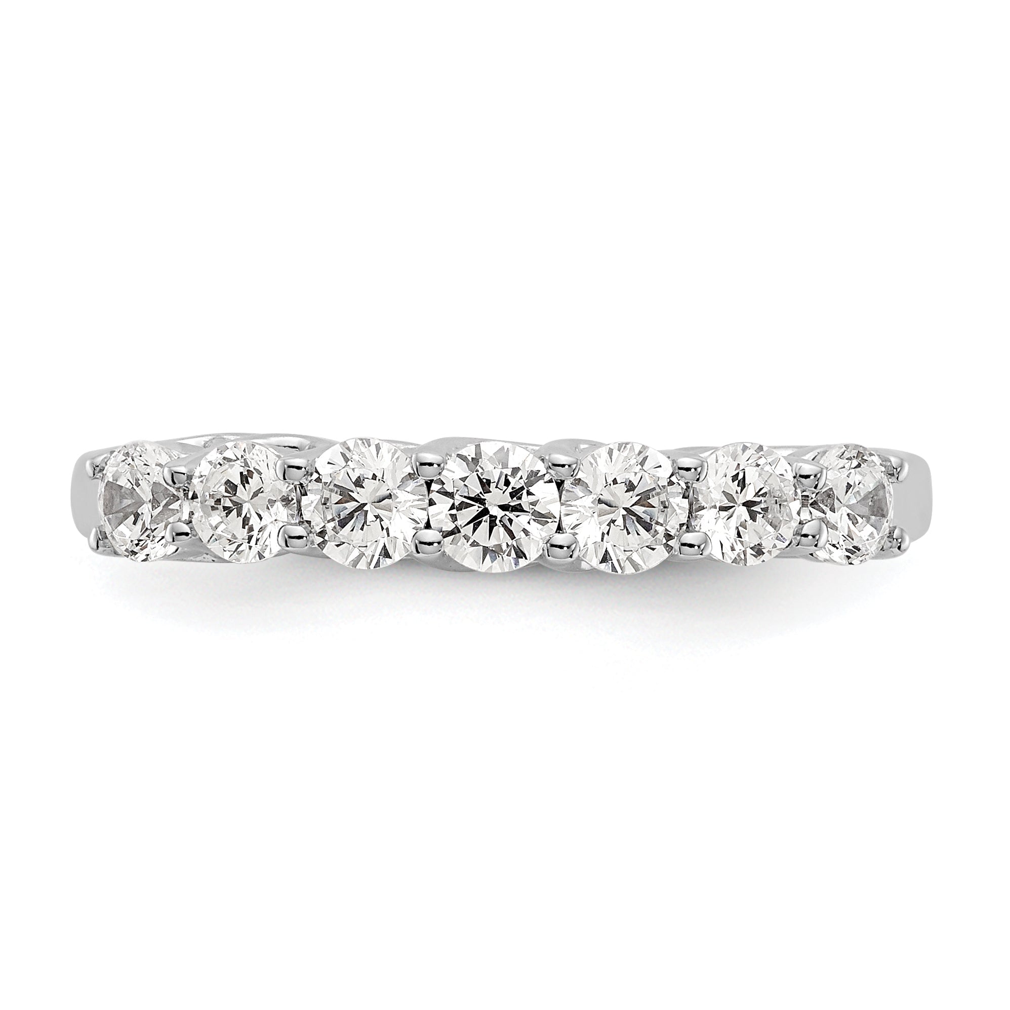 0.83ct. CZ Solid Real 14K White Gold 7-Stone Wedding Band Ring