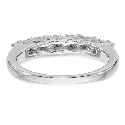 0.83ct. CZ Solid Real 14K White Gold 7-Stone Wedding Band Ring