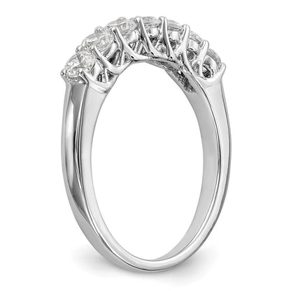 14k White Gold 7-Stone Shared Prong 7/8 carat Complete Round Diamond Band