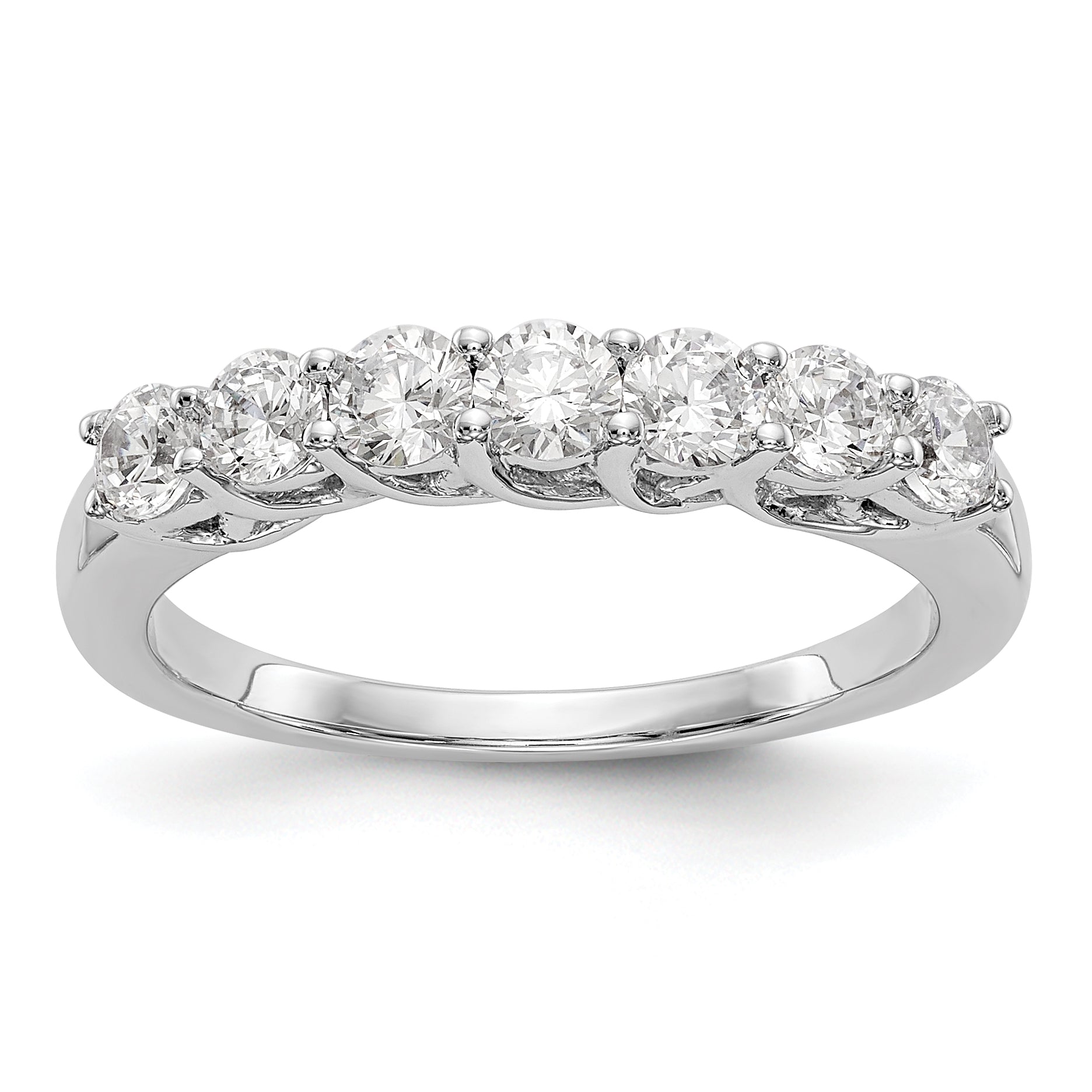 0.83ct. CZ Solid Real 14K White Gold 7-Stone Wedding Band Ring