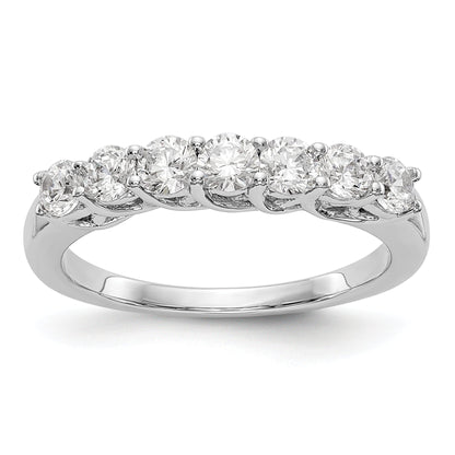 0.83ct. CZ Solid Real 14K White Gold 7-Stone Wedding Band Ring