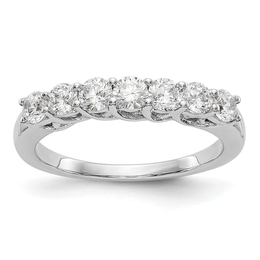 0.83ct. CZ Solid Real 14K White Gold 7-Stone Wedding Band Ring