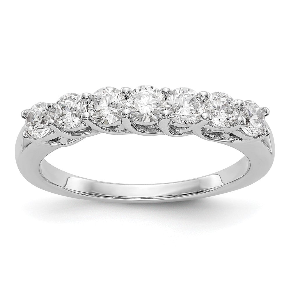 14k White Gold 7-Stone Shared Prong 7/8 carat Complete Round Diamond Band