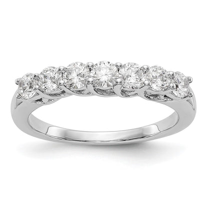 14k White Gold 7-Stone Shared Prong 7/8 carat Complete Round Diamond Band
