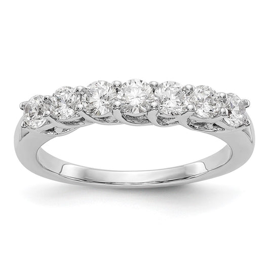 14k White Gold 7-Stone Shared Prong 7/8 carat Complete Round Diamond Band