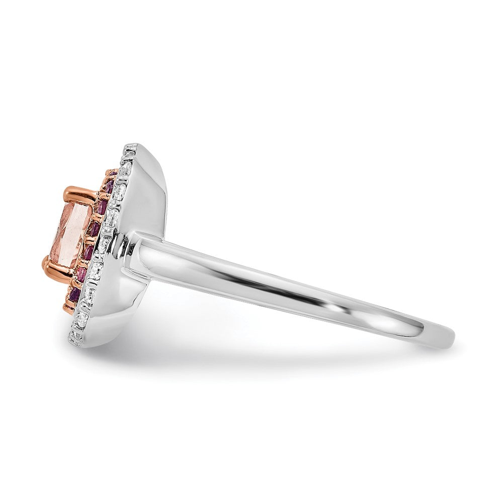 14k White u0026 Rose Gold Morganite/Amethyst/Diamond Cushion Shape Ring