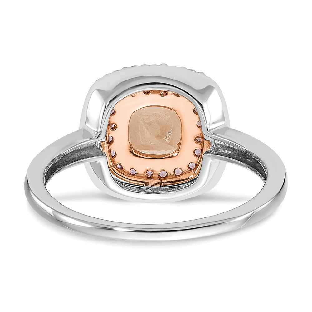 14k White u0026 Rose Gold Morganite/Amethyst/Diamond Cushion Shape Ring