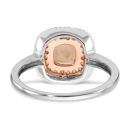 14k White u0026 Rose Gold Morganite/Amethyst/Diamond Cushion Shape Ring