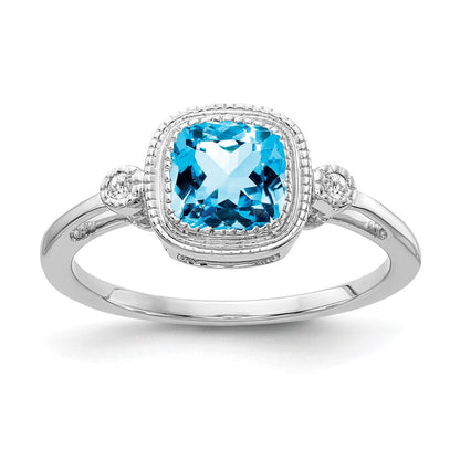 14k white gold cushion blue topaz and real diamond ring rm3665 bt 003 wa