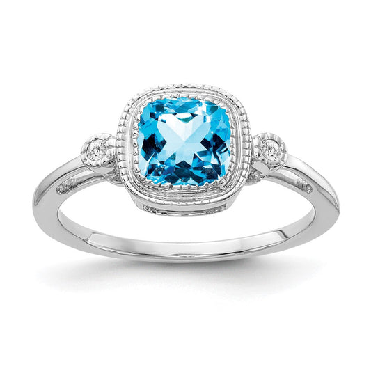 14k white gold cushion blue topaz and real diamond ring rm3665 bt 003 wa