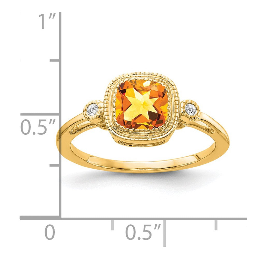 14k yellow gold cushion citrine and real diamond ring rm3665 ci 003 ya