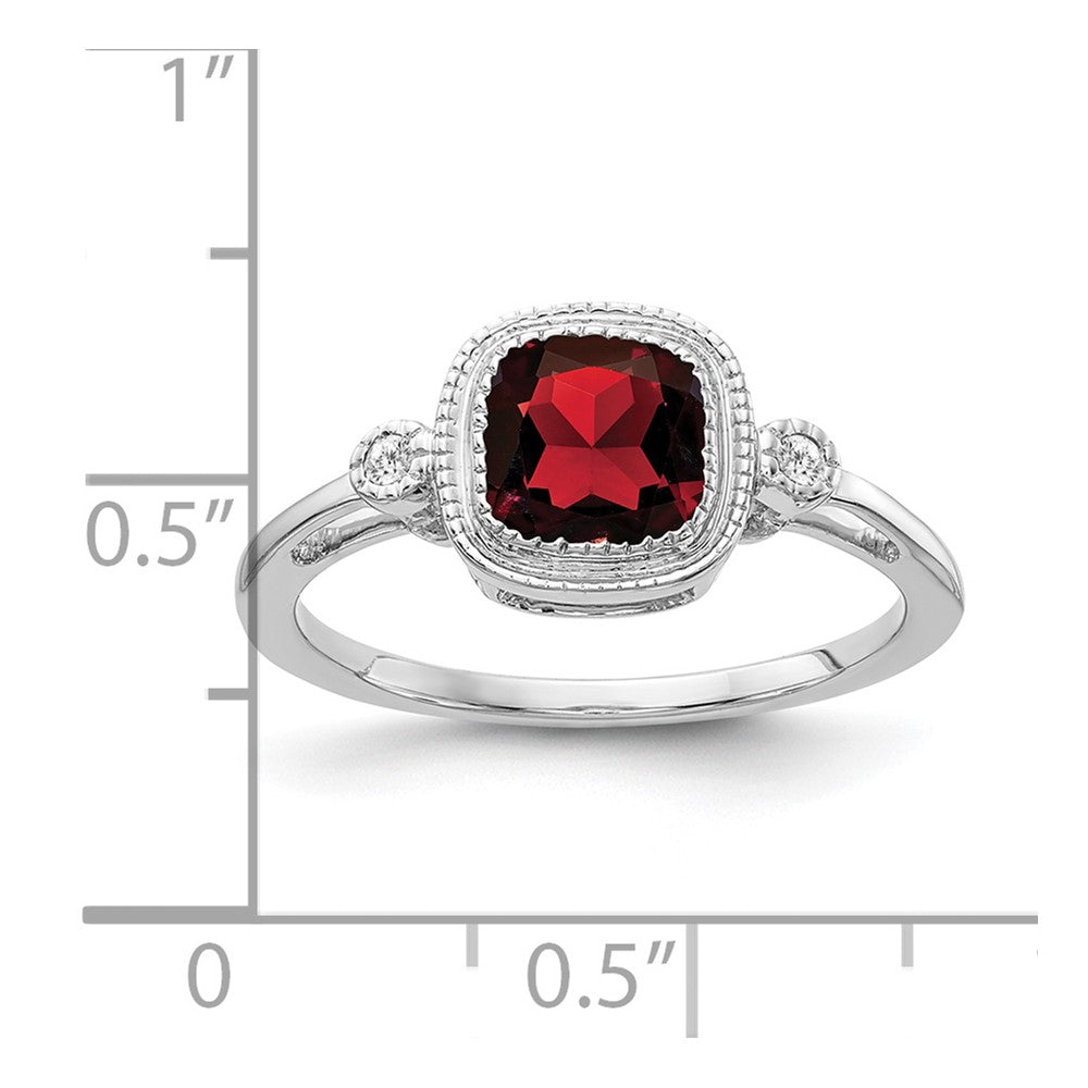 14k white gold cushion garnet and real diamond ring rm3665 ga 003 wa