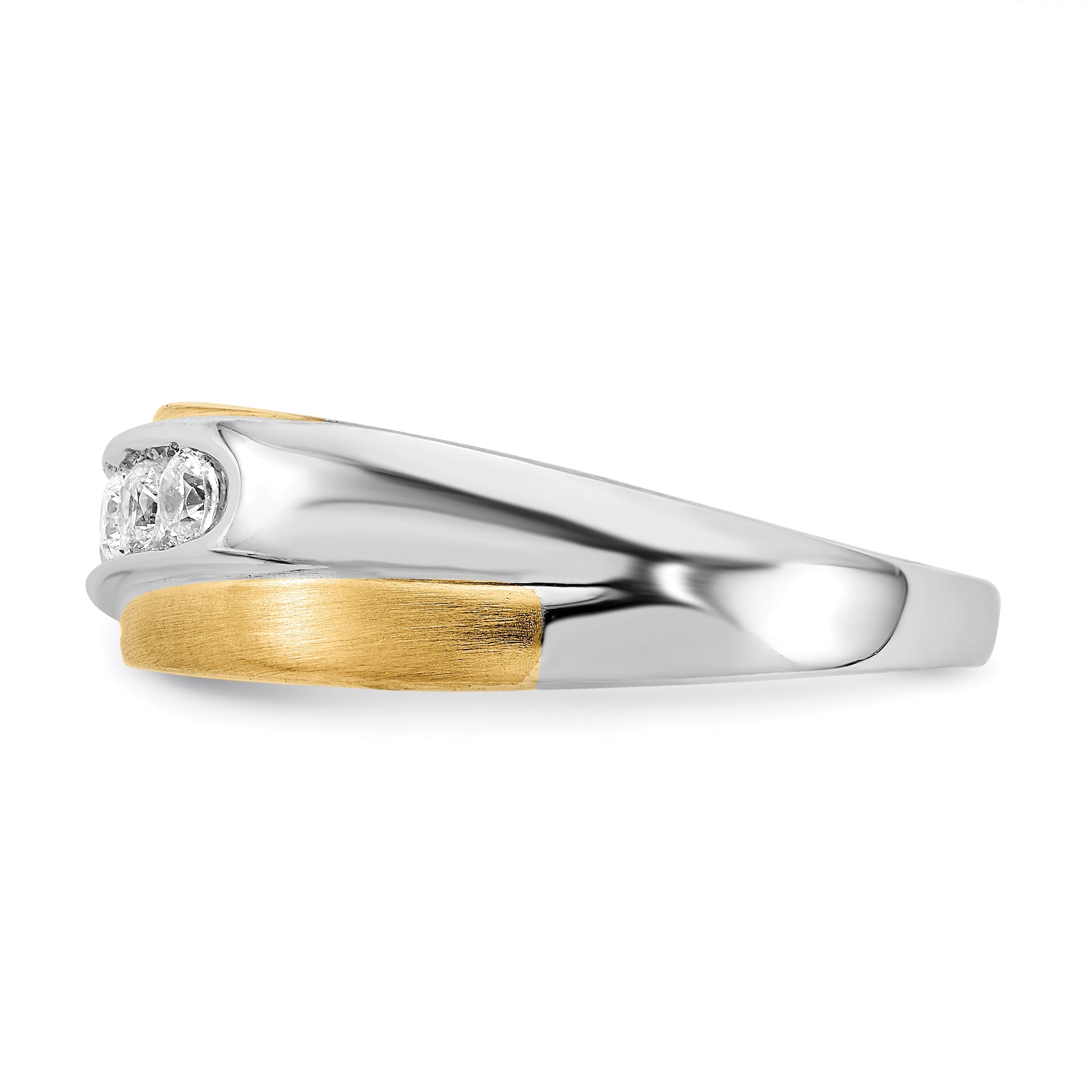 0.50ct. CZ Solid Real 14k White u0026 Yellow Gold Men's Ring