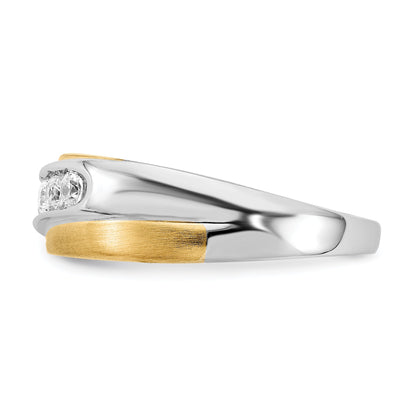 0.50ct. CZ Solid Real 14k White u0026 Yellow Gold Men's Ring