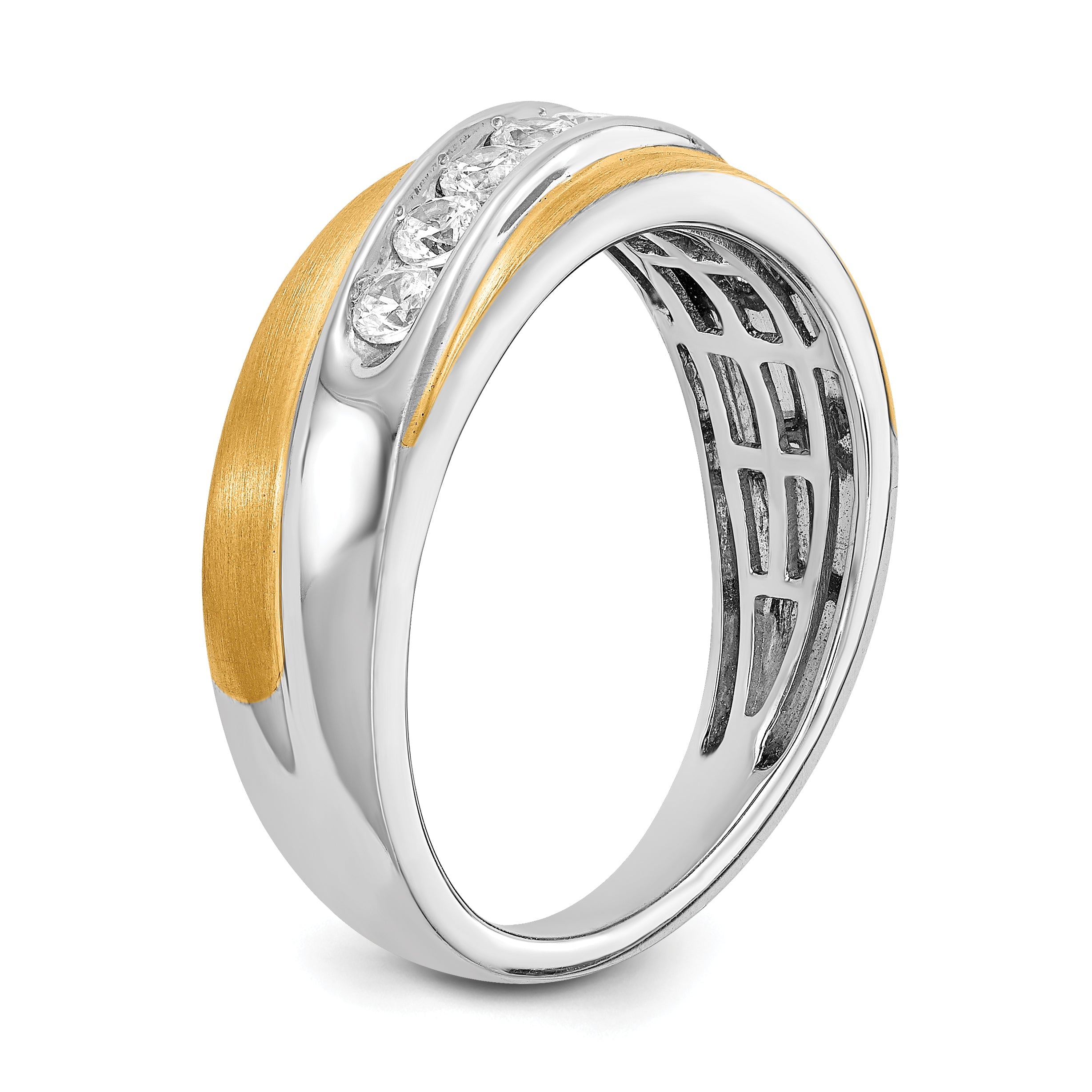 0.50ct. CZ Solid Real 14k White u0026 Yellow Gold Men's Ring