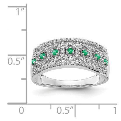 14k white gold real diamond emerald fancy ring rm3843 em 040 wa