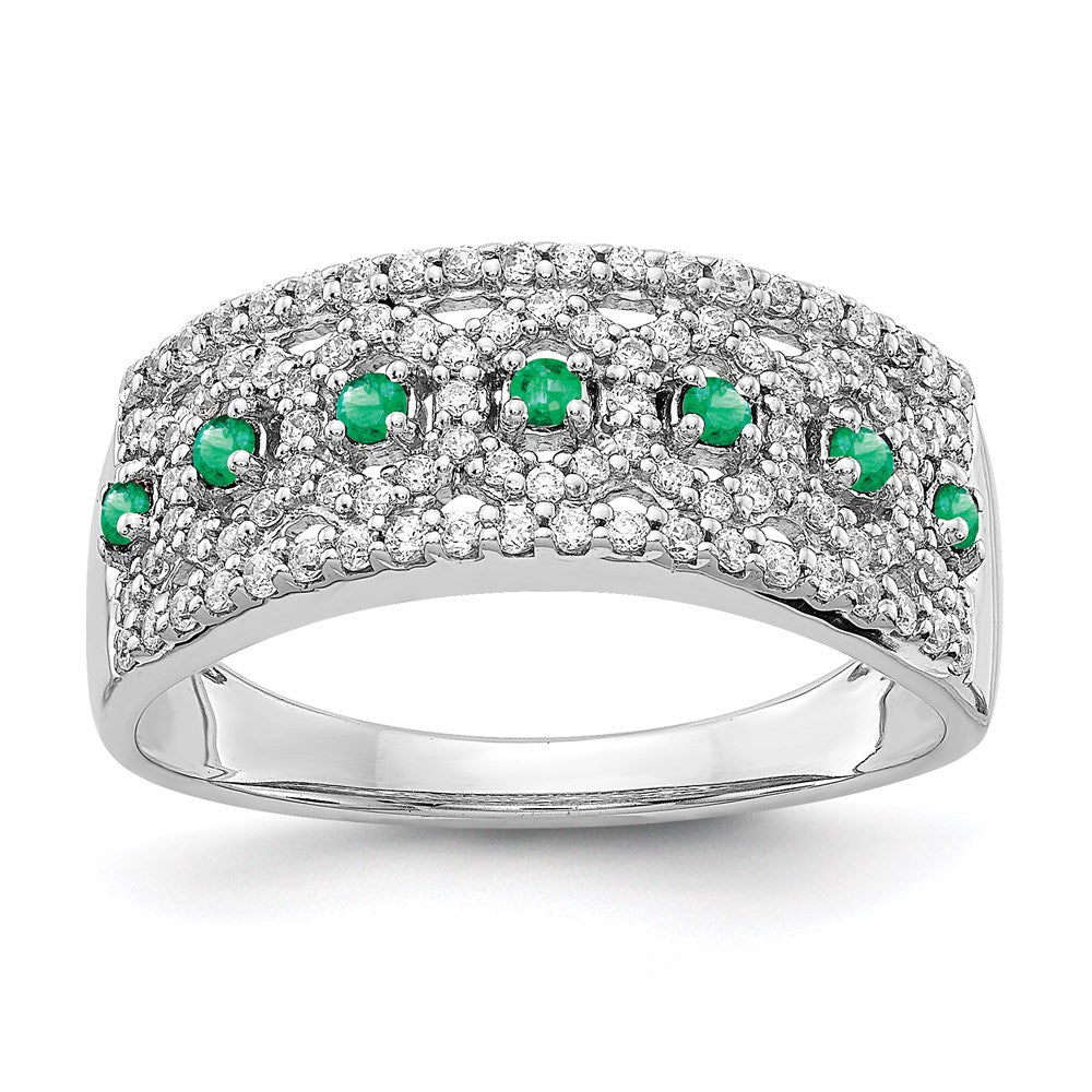 14k white gold real diamond emerald fancy ring rm3843 em 040 wa