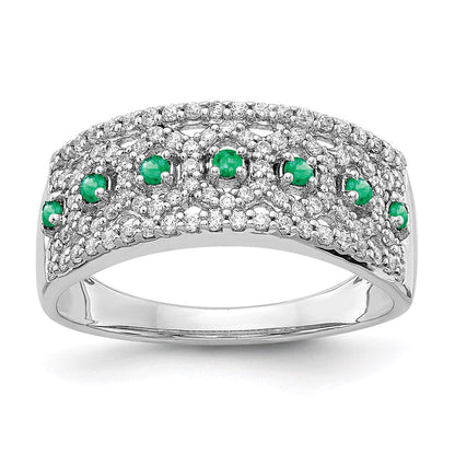 14k white gold real diamond emerald fancy ring rm3843 em 040 wa