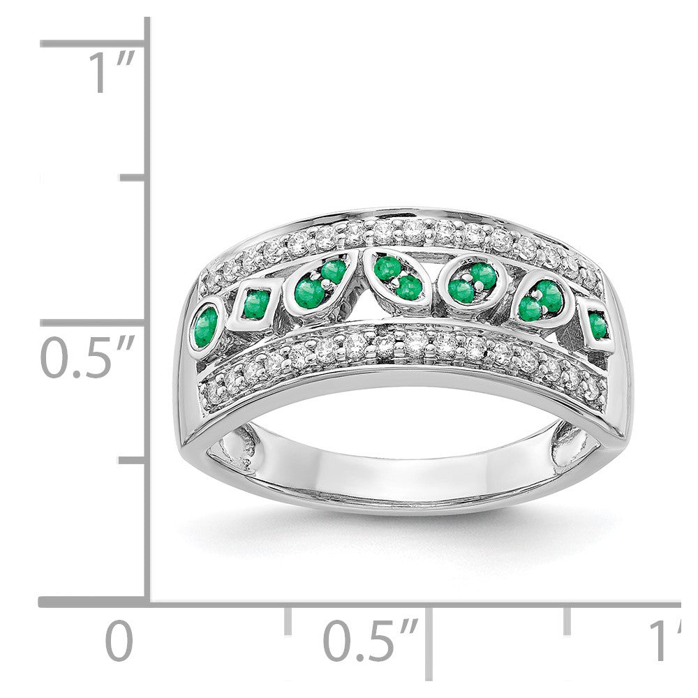 14k white gold real diamond emerald fancy ring rm3853 em 020 wa