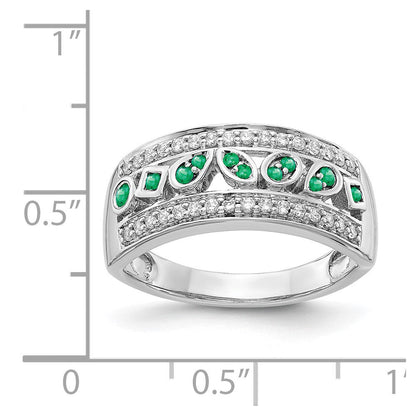14k white gold real diamond emerald fancy ring rm3853 em 020 wa