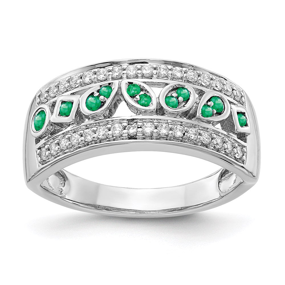 14k white gold real diamond emerald fancy ring rm3853 em 020 wa