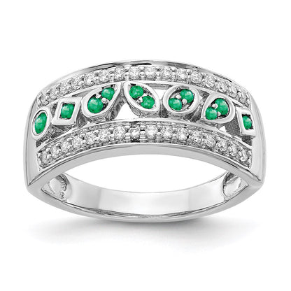 14k white gold real diamond emerald fancy ring rm3853 em 020 wa