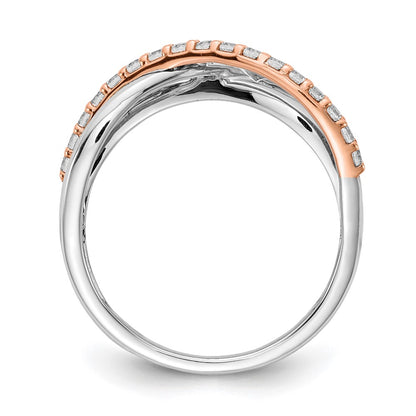 14k Rose & White Gold Real Diamond Fancy Ring