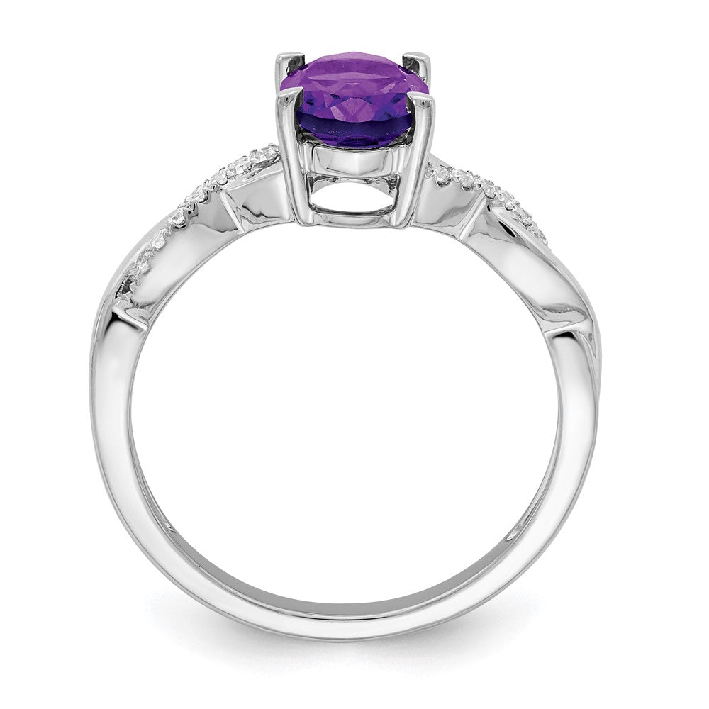 14k white gold oval amethyst and real diamond ring rm4235 am 007 wa