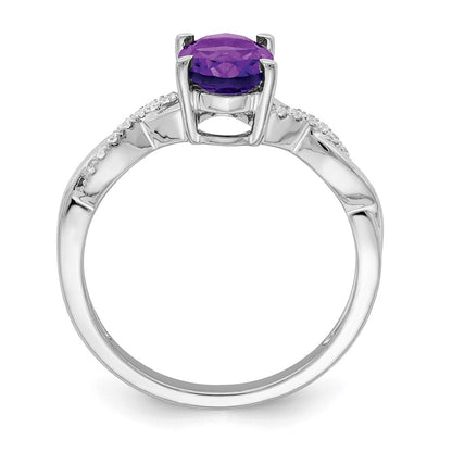 14k white gold oval amethyst and real diamond ring rm4235 am 007 wa