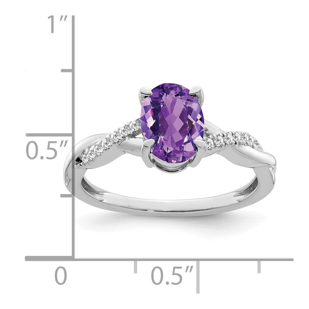 14k white gold oval amethyst and real diamond ring rm4235 am 007 wa